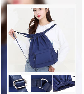 Bolsa de Gimnasio Plegable Impermeable con Cordón, Bolsa Deportiva de Poliéster Personalizada para Actividades al Aire Libre, Bolsa de Gimnasio Informal con Cordón, Mochila - Product Image 4