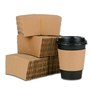 Funda Desechable de Vidrio de Pared Simple, Estampado Personalizado de Papel Corrugado Blanco y Marrón, para Café y Bebidas Calientes, 8oz, 12oz, 16oz, 20oz - Product Image 1