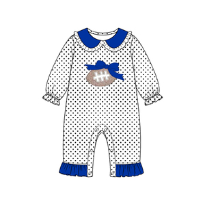 Combinaison pour bébés filles, motif à pois de football personnalisé, pour le jour du match, collection automne, tendance, en Spandex/Coton Biologique, douce, vente en gros - Product Image 4