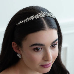 Elegante Fascia per Capelli da <span class=keywords><strong>Sposa</strong></span> in Stile Coreano <span class=keywords><strong>con</strong></span> Foglie di Strass, Semplice e alla Moda, Corona di Cristallo per Banchetti, Tiara Nuziale - Product Image 1