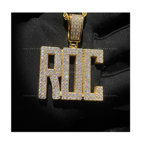 Colgante de Letra ROC de Plata 925 Chapado en Oro con Moissanita, Collar de Alfabeto, Joyería de Moda Hip Hop Unisex para Fiesta, Regalo, Amuleto - Product Image 1