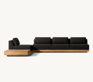 Ensemble de salon de jardin en forme de L, fauteuils de patio en bois, canapés d'hôtel, ensemble en teck pour villa, mobilier d'extérieur - Product Image 4