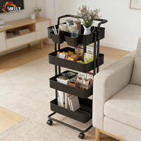 Étagère de rangement mobile XL en acier au carbone à 2/3/4 niveaux, design moderne et écologique pour l'organisation des articles divers du salon
