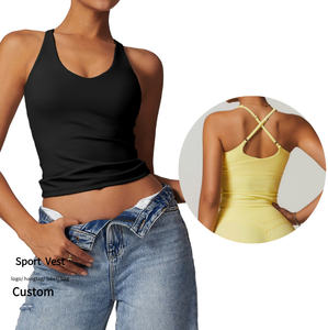 Venta al por mayor sin mangas Fitness chaleco ajustable correa de hombro ropa de mujer gimnasio chaleco correr Yoga Top para Mujer Deporte <span class=keywords><strong>Camiseta</strong></span> sin mangas - Product Image 1