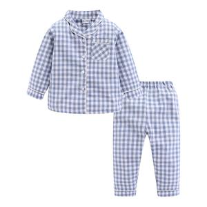 Ensembles de pyjamas pour enfants personnalisés OEM Pyjamas de créateurs pour bébés garçons Ensemble de <span class=keywords><strong>pyjama</strong></span> de <span class=keywords><strong>luxe</strong></span> vichy deux pièces Boutique Vêtements de nuit à volants - Product Image 4