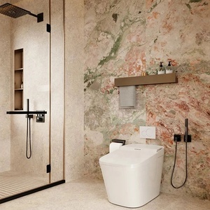 Isola <span class=keywords><strong>Cucina</strong></span> di Lusso su Misura in Marmo Rosa e Verde Quattro Stagioni con Lavello in Vendita - Product Image 6