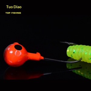Señuelo de <span class=keywords><strong>pesca</strong></span> con cabeza esférica de plomo Tuo Diao Luya, señuelo blando con peso y cola rizada, accesorios para aparejos de <span class=keywords><strong>pesca</strong></span> con lombriz blanda. - Product Image 4