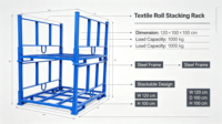 Étagère de stockage empilable pour rouleaux de tissu, capacité de charge de 1000 kg, chariot de palettisation textile pour le stockage de tissus en entrepôt