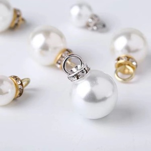 Pearl Pendants With Diamond Encrusted Gold <b>Top</b> For <b>Earring</b> Making Round Imitation Pearl Jewelry Findings White K Gold Plated - Product Image 3