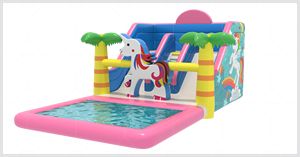Glissière d'eau gonflable de licorne <span class=keywords><strong>avec</strong></span> la piscine pour des enfants, château extérieur commercial de rebond, fournisseur gonflable de videur de PVC - Product Image 5