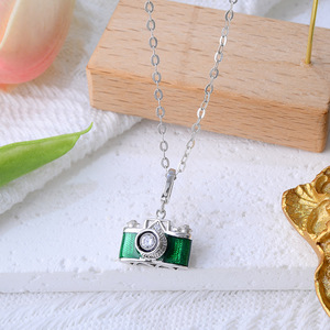 <span class=keywords><strong>Collar</strong></span> de plata de ley 925 personalizado, colgante de cámara oculta verde <span class=keywords><strong>esmeralda</strong></span> <span class=keywords><strong>con</strong></span> <span class=keywords><strong>collar</strong></span> de circón, nuevo diseño - Product Image 2