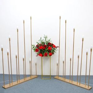 Candelabro de 10 Brazos, Alto, de Metal Dorado, Centro de Mesa para Bodas, Popular - Product Image 1