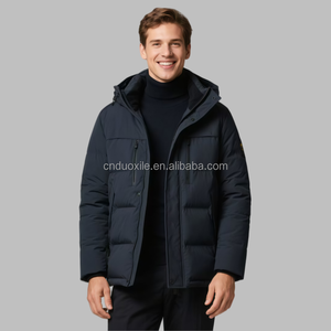 Biker à capuche Softshell fermeture éclair personnalisé doudoune hommes hiver extérieur bulle poisson-globe épais chasse course Football manteau - Product Image 3