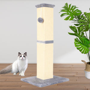 Produttore Cinese Fornitori di Alberi per Gatti Personalizzati di Lusso Moderni Grigi in Peluche Multilivello dal Pavimento al Soffitto con Giochi - Product Image 5