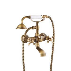 Ensemble de douche en laiton antique avec pommeau de douche de style té<span class=keywords><strong>l</strong></span>éphone à main montage mural mitigeur d'<span class=keywords><strong>eau</strong></span> chaude et froide robinet de baignoire - Product Image 1