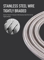 Tuyau flexible tressé en acier inoxydable chromé durable, diamètre intérieur 1/2 po, double raccord femelle 1/2 po pour usage en salle de bain