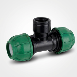 Raccord en T droit lisse à filetage NPT vert-noir pour tuyau d'irrigation goutte-à-goutte, longueur 4,8, OEM disponible - Product Image 1