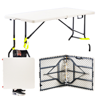 Ensemble table et chaises pliantes en plastique blanc robuste et moderne, portable pour événements extérieurs et repas