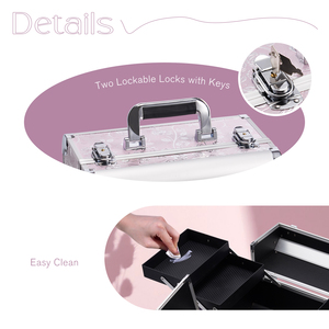 Professional <b>Make</b> <b>Up</b> Train Carrying Case with 4 Trays Locking Hard Vanity <b>Storage</b> Case Large Cosmetic <b>Box</b> Organizer - Product Image 5