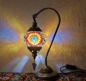 Cross-border Turkish Bohemian Swan Neck Table Lamp Finished Handmade Glass <b>Bedside</b> Ambient Desk Lamp - Product Image 5