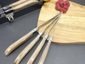 Cadeau promotionnel Ensemble de 6 pièces en acier inoxydable <span class=keywords><strong>Couteau</strong></span> à <span class=keywords><strong>steak</strong></span> <span class=keywords><strong>Laguiole</strong></span> en bois d'<span class=keywords><strong>olivier</strong></span> avec boîte cadeau en bois - Product Image 2