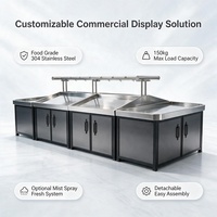 Commerciële zware-duty roestvrijstalen dubbelzijdige food grade 304 supermarkt rek antislip waterdichte modulaire fruitdisplay
