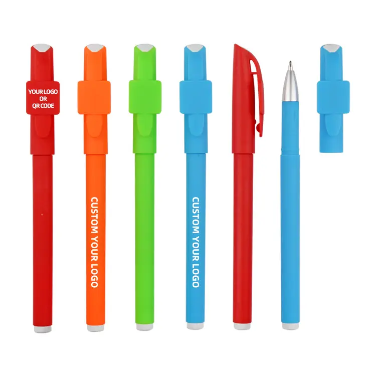 Caneta de gel colorida para uso escolar, caneta de papelão com logotipo personalizado, material escolar novo de 0.5mm