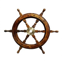 Roue de bateau en bois faite à la main de qualité supérieure avec incrustation en laiton Gravure élégante Arrivée fraîche
