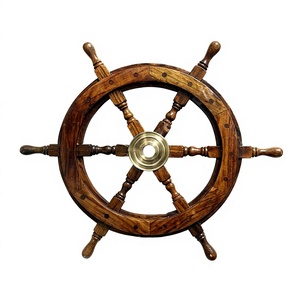 Superior Quality Handmade Wooden Ship's <b>Wheel</b> with Brass Inlay Work Elegant Engraving Fresh Arrival - Product Image 1