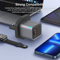 Échantillon gratuit prise britannique USB type C PD 3.0 GAN 20W adaptateur secteur bureau à domicile téléphone chargeur mural avec lumière LED