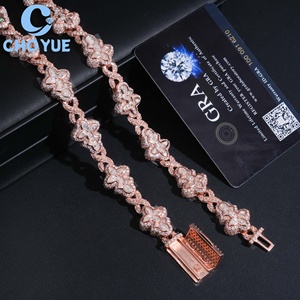 Collar de Cadena Cubana Personalizado Clover de 15 mm, Chapado en Oro Rosa sobre Plata de Ley, con Moissanita, Estilo Hiphop para Hombre, Joyería Iced Out - Product Image 4