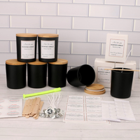 Stoples Lilin Hitam Elegan, Wadah Lilin Hitam Matt, Stoples Lilin Kaca Hitam 4 Ons dengan Tutup Emas