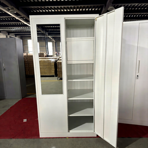 Double Swing Doors <b>Mirror</b> Metal Freestanding Modern Steel Wardrobe <b>for</b> Living Room - Product Image 1