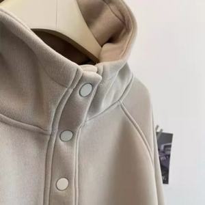 Sudadera con capucha y forro polar para mujer, talla grande, corte holgado, informal, para otoño e invierno, manga larga, color morado y beige, tallas ML, XL, 2XL, 3XL, 4XL - Product Image 5