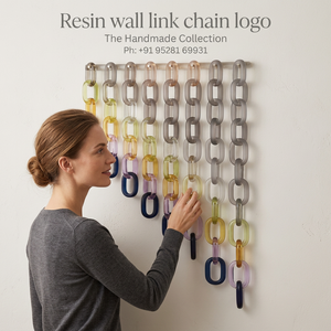 Sculpture murale en résine en forme de chaîne, forme irrégulière, colorée, faite à la main, décoration d'intérieur tendance, pièce d'art de la collection artisanale - Product Image 1