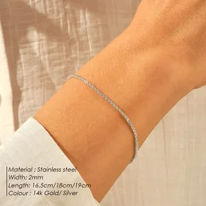 <span class=keywords><strong>Bracelet</strong></span> chaîne en acier inoxydable couleur argent EManco avec breloque pour femme, cadeau bijoux, <span class=keywords><strong>bracelet</strong></span> minimaliste pour homme, vente en gros disponible - Product Image 2