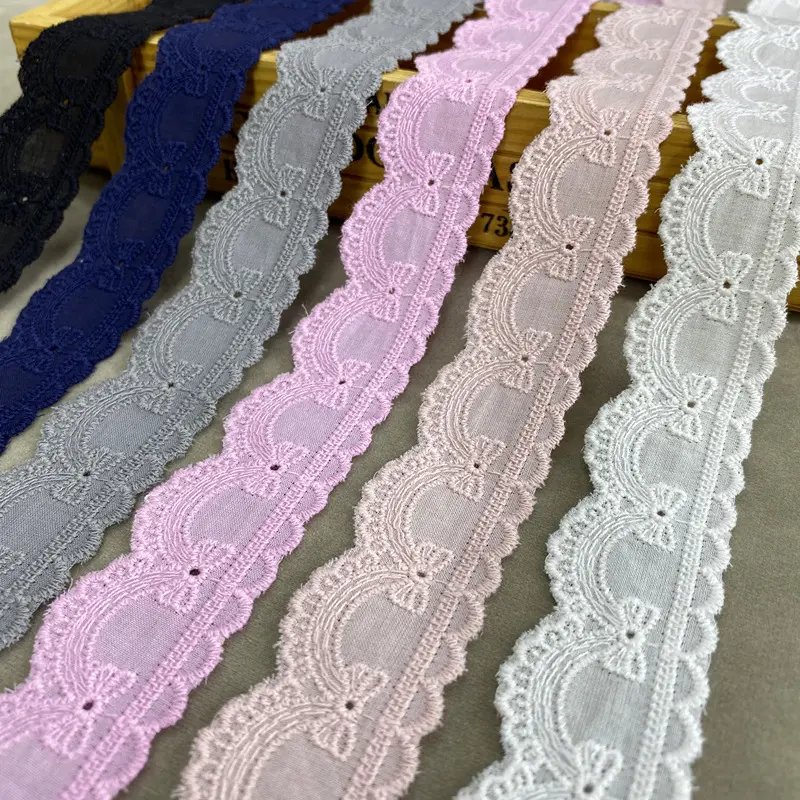 Nuovo tessuto di pizzo di cotone asciutto di colore 2.8cm fornitura tutto in cotone bilaterale fiocco Lolita pizzo accessori per capelli