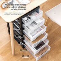 Carrito de Almacenamiento de Plástico Transparente de 8 Niveles con Ruedas, Diseño Moderno y Minimalista, para Documentos de Oficina y Materiales de Manualidades