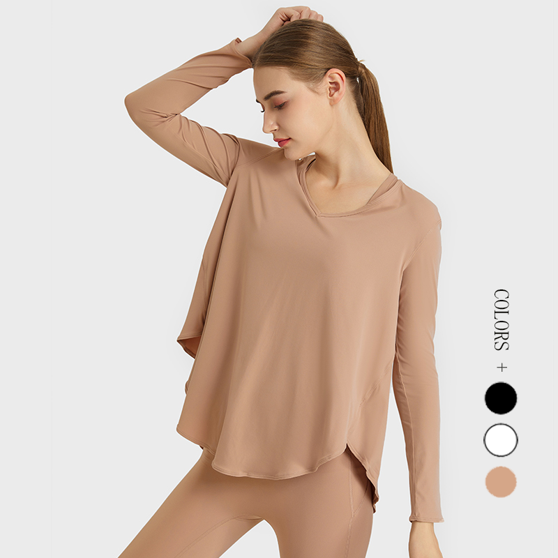 Wholesale Long Sleeve Women Gym Wear T Shirt Side Scrunch Quick Dry Fitted Yoga Running Tops Workout Yoga Shirts