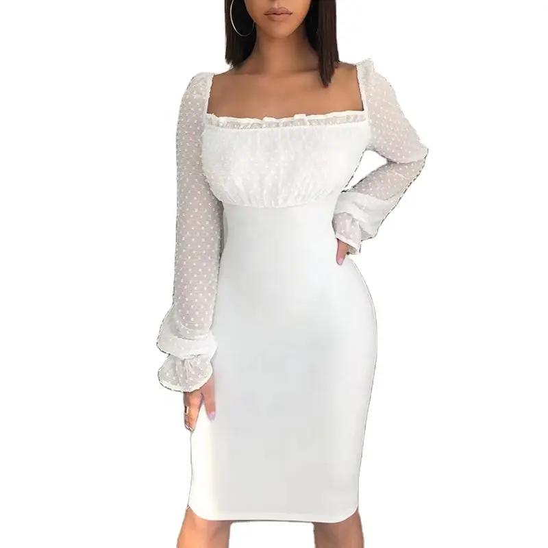 Vestido sexy plus size branco da moda para mulheres, vestido de noite elegante casual para o verão 2022