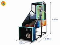 Machine de basket-ball d'arcade avec panneau LED, style street, 81x180x190 cm pour FEC