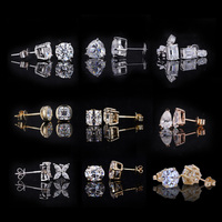 Boucles d'oreilles de luxe Starsgem 0.5ct 1ct 1.5ct 2ct 3ct Round Moissanite en or 14K Push Back Screw Back Moissanite pour femmes