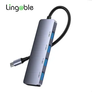 Lingable Aluminum Splitter 4 in 1 Adapter Type C Hub Connector Type-c 4 Port USB 3.0 USB C for MacBook Pro iPad Pro Samsung