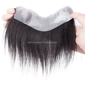 Pabrik pria Topper 100% potongan rambut manusia V Loop garis rambut depan Toupee untuk pria wig Remy pengganti rambut Frontal