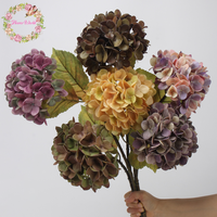Grandes fleurs d'hortensia en latex couleur automne vintage, aspect naturel, artificielles, pour mariage, décoration intérieure, Noël, remise de diplôme