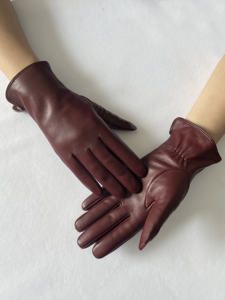 BSCI कारखाने स्टाइलिश टच स्क्रीन बुना हुआ अस्तर सर्दियों असली लेदर दस्ताने महिलाओं - Product Image 5