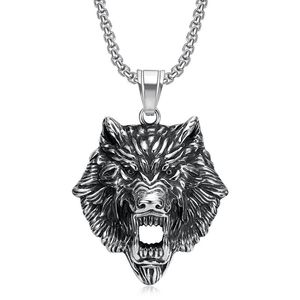 Collier avec pendentif tête de loup en acier inoxydable, bijoux unisexes, cadeau du zodiaque animal - Product Image 5