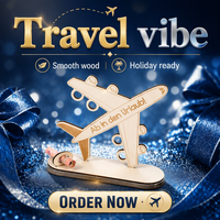 HOLDLEAF Petite boîte à monnaie en bois originale en forme d'avion pour anniversaire - Cadeau de voyage pour femmes et hommes