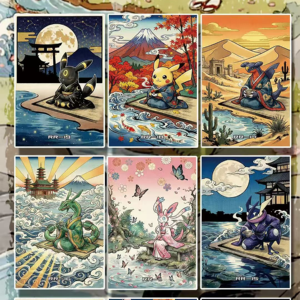 Tablero Shikishi con Diseño de Pokémon Ukiyo-e, Arte Tradicional Japonés, Decoración de Pared Coleccionable de Anime, Regalo para Fans - Product Image 4