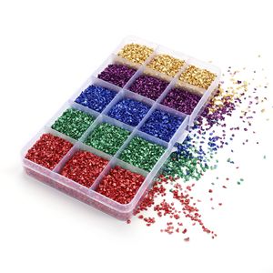 <b>Mixed</b> Colored Crushed Glass Sand 15 Compartment <b>Box</b> Bling Nail Art Jewelry Filler Material DIY Handmade Craft Supplies - Product Image 5